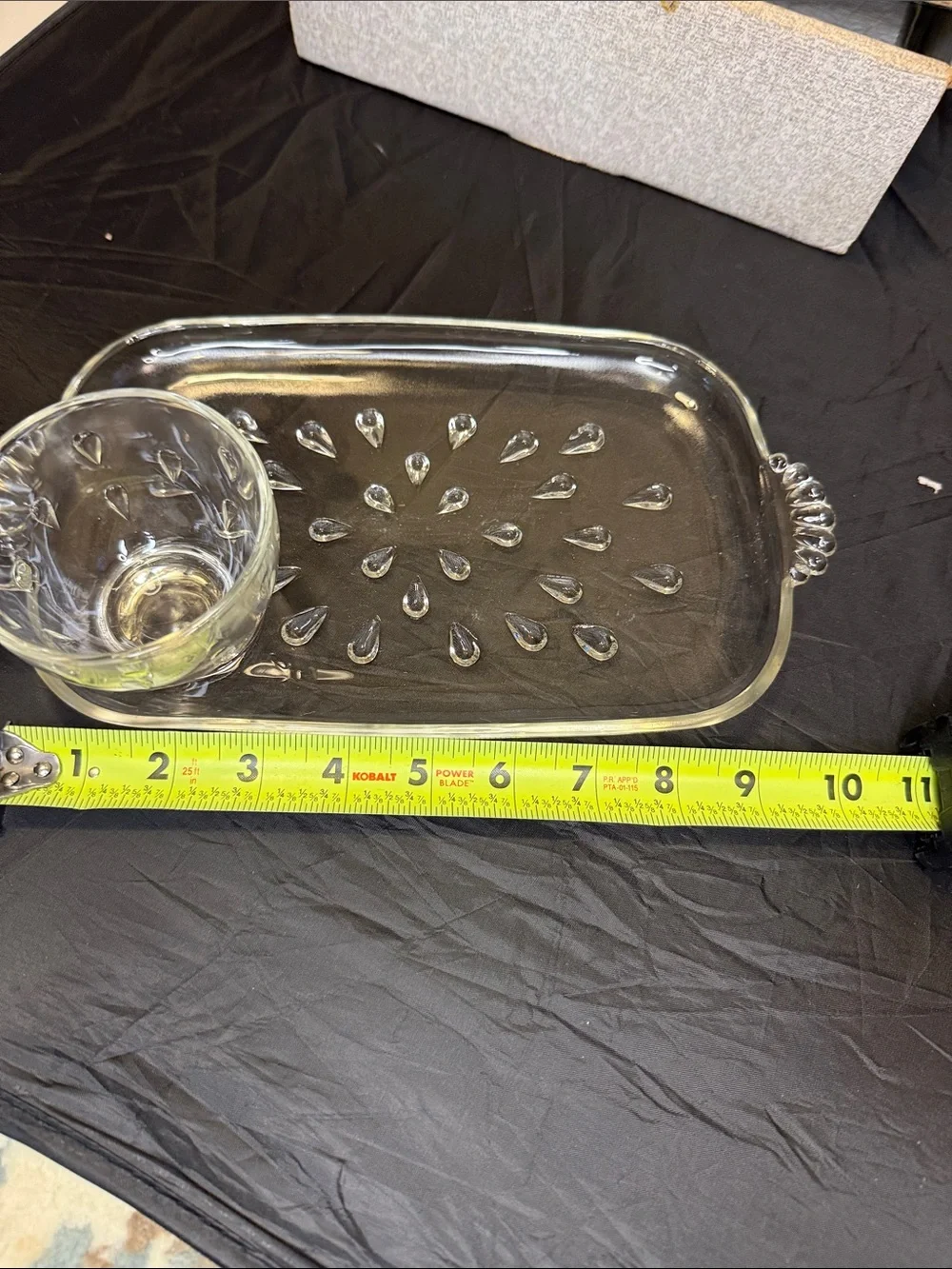 Glass server-snack combo- Clear 1950s Anchorglass vintage antique